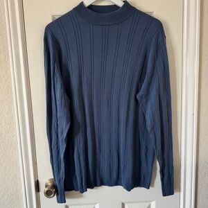 Murano 100% Silk Blue Ribbed Knit Sweater Men’s Size [Large]